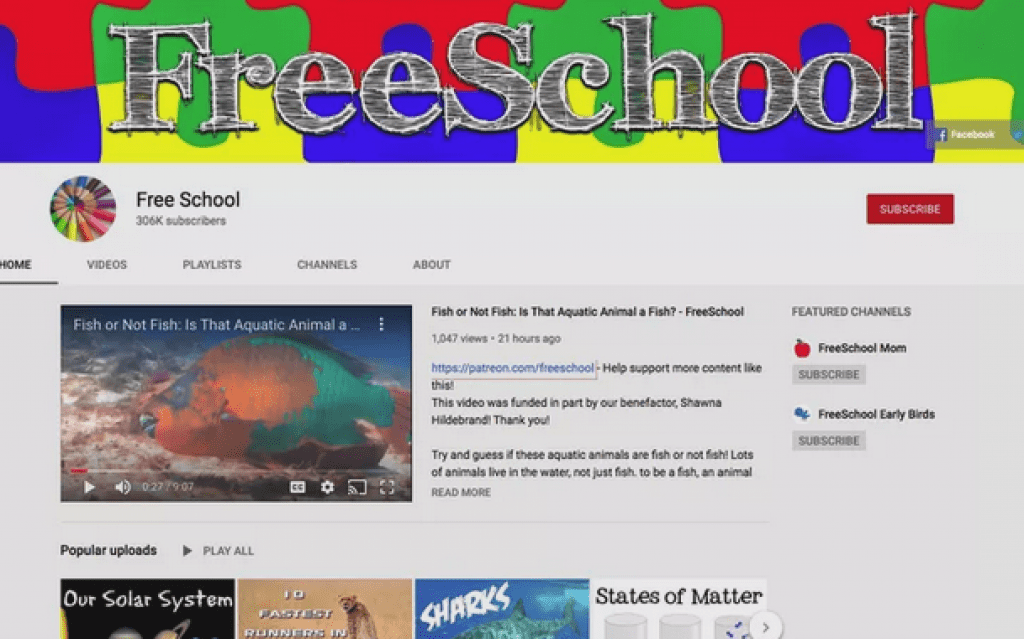 أفضل قناة تعليمية للأطفال على يوتيوب: free school