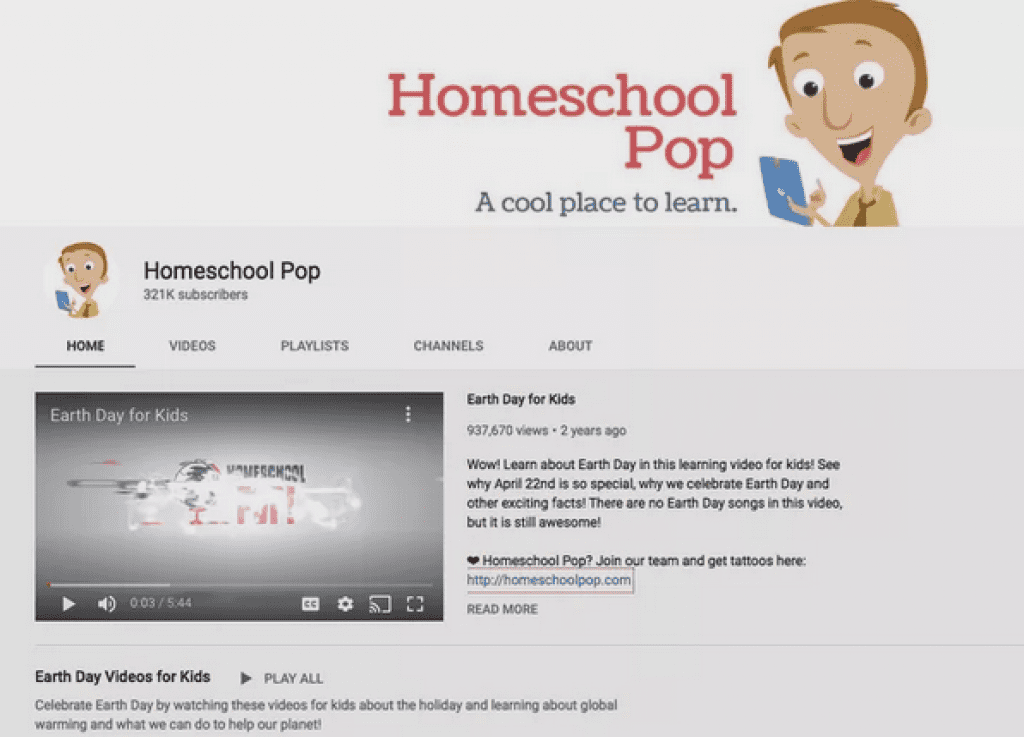 أفضل قناة تعليمية شاملة على يوتيوب: Homeschool Pop