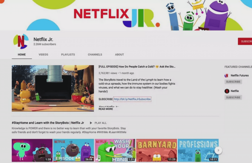 أفضل قناة يوتيوب لتعليم الطفل في مرحلة عمرية مبكرة: Netflix Jr